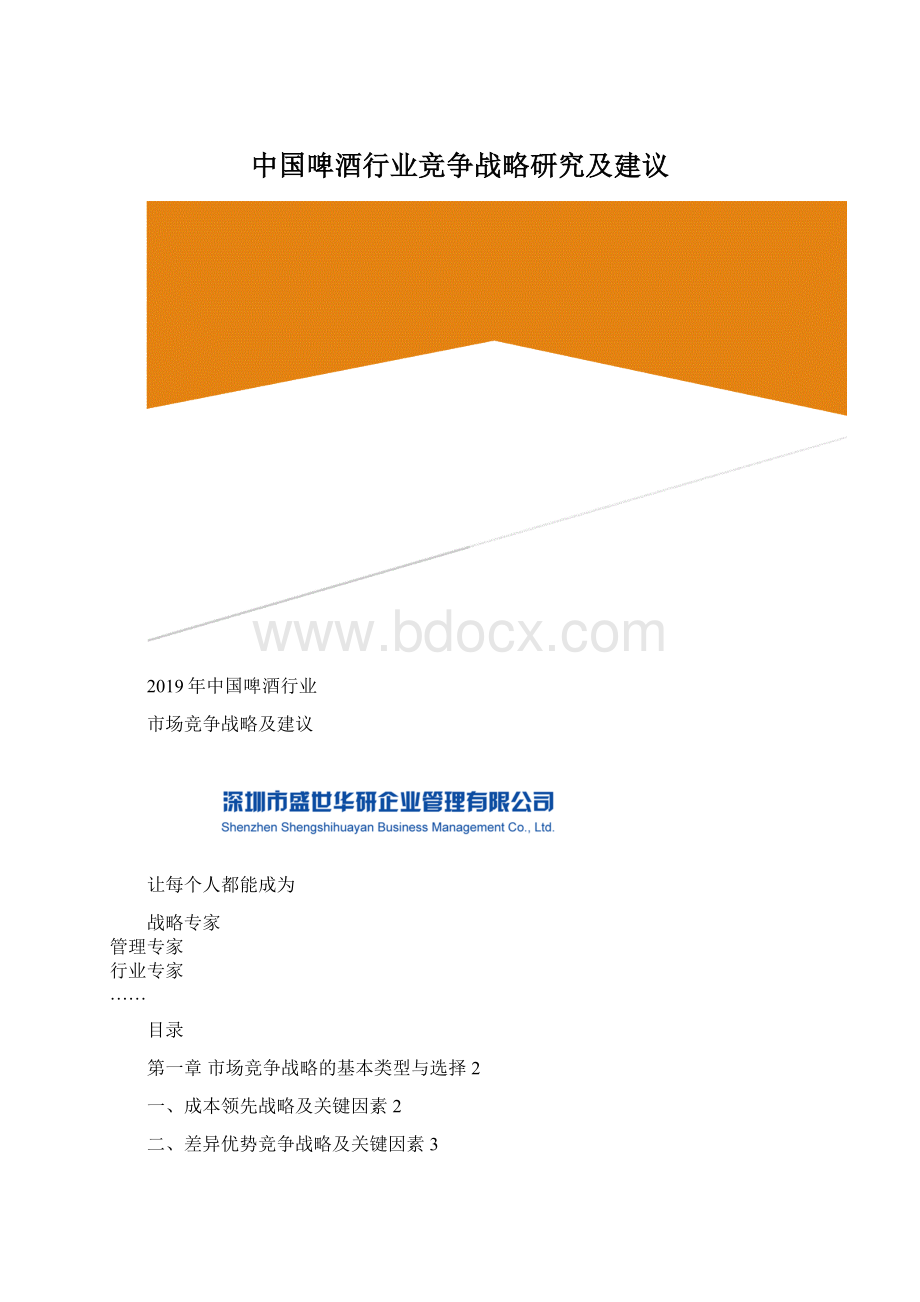 中国啤酒行业竞争战略研究及建议.docx_第1页