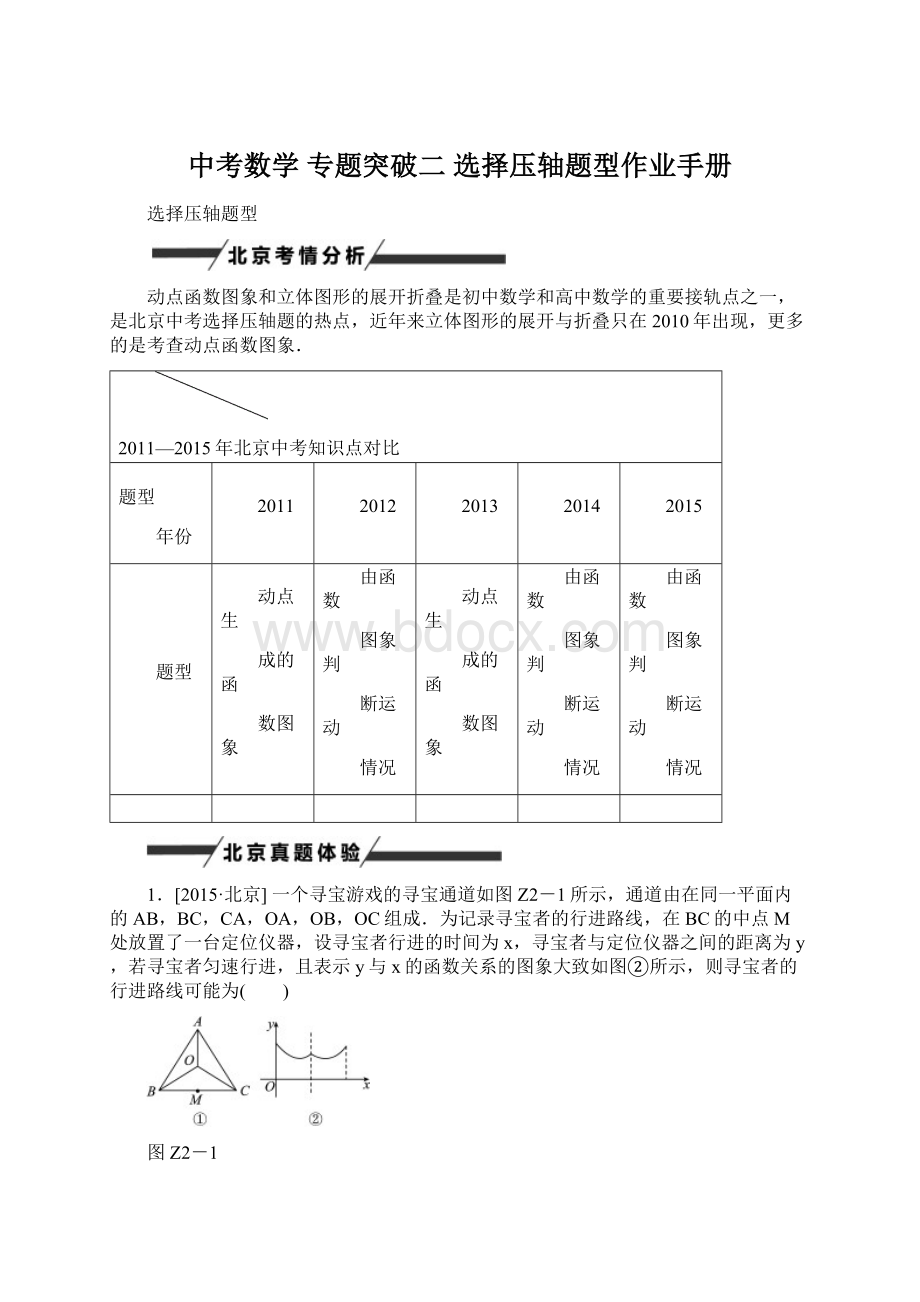 中考数学 专题突破二 选择压轴题型作业手册.docx