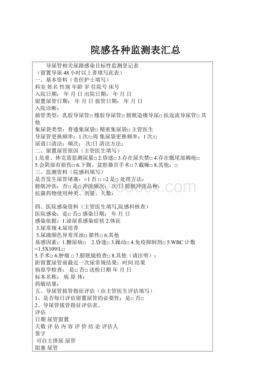 院感各种监测表汇总.docx_第1页