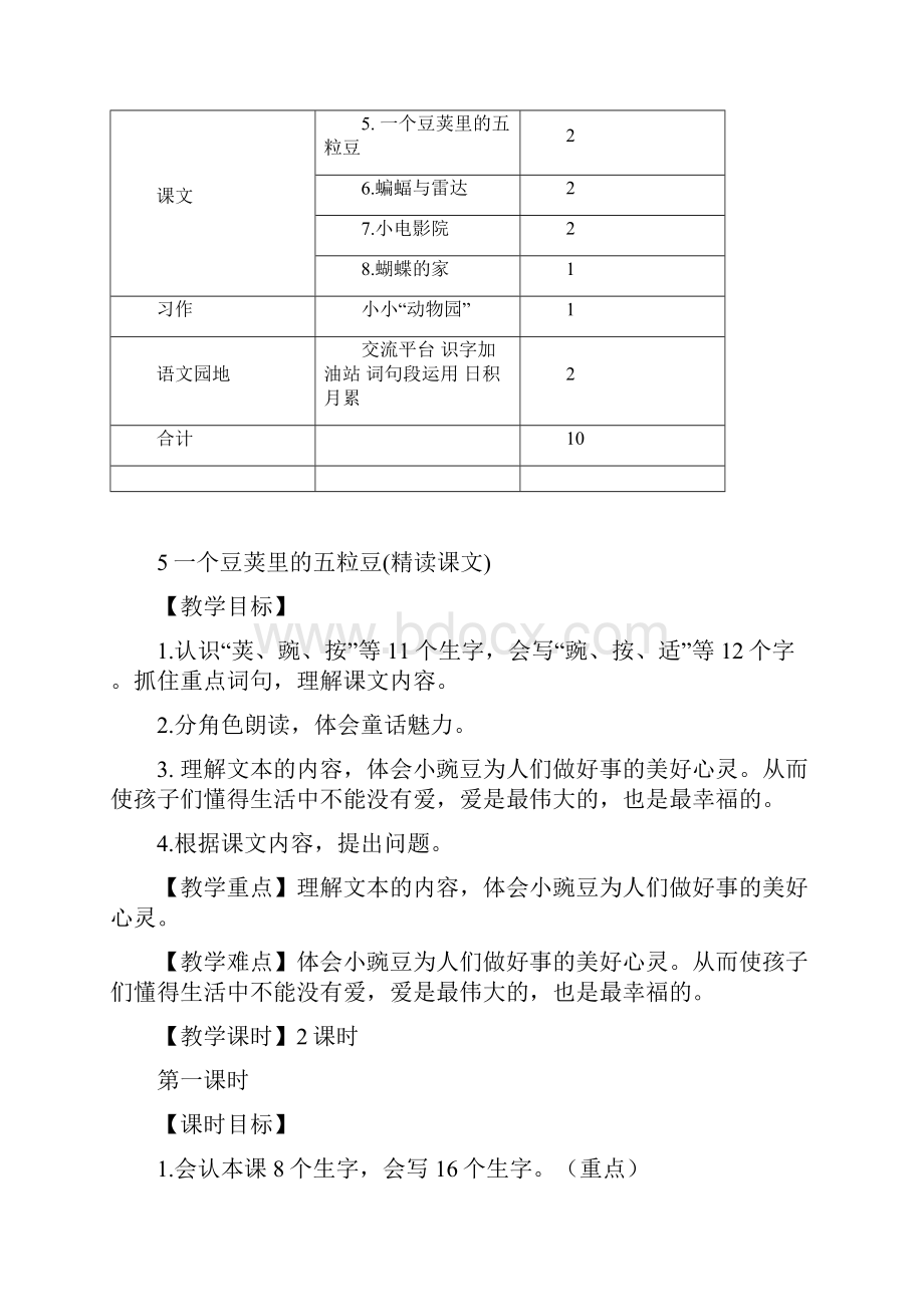 人教 部编本四年级上册语文5一个豆荚里的五粒豆教案.docx_第3页