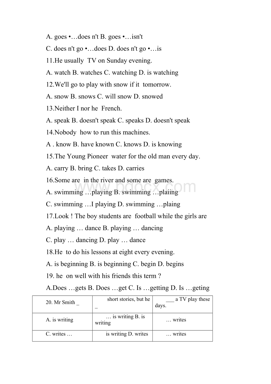 中考英语时态练习100题附答案.docx_第2页