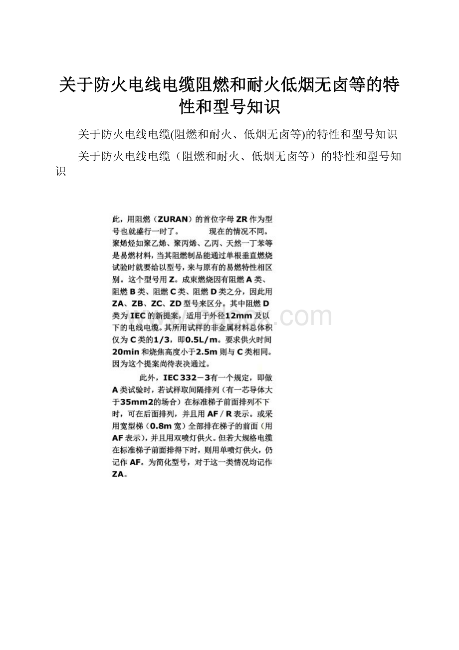 关于防火电线电缆阻燃和耐火低烟无卤等的特性和型号知识.docx