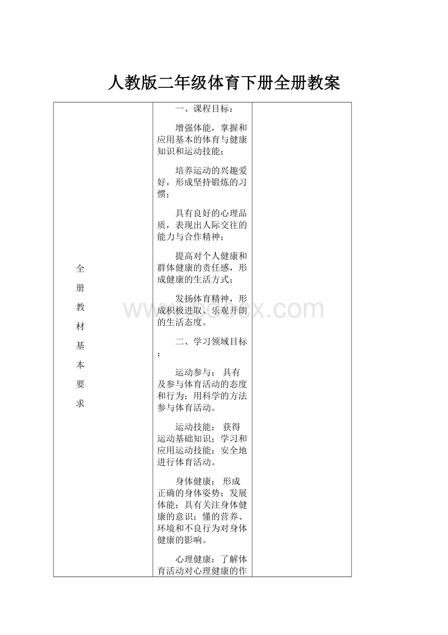 人教版二年级体育下册全册教案.docx_第1页