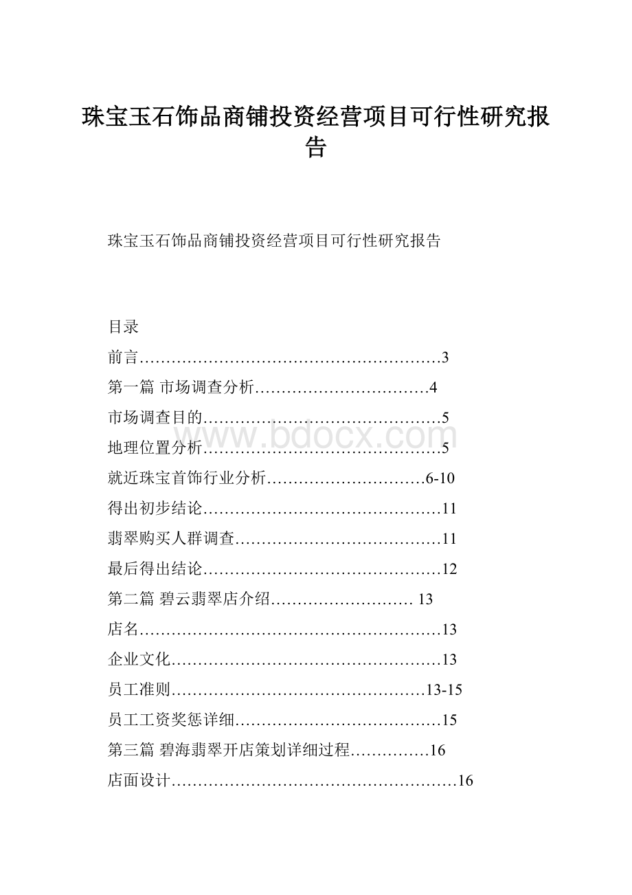 珠宝玉石饰品商铺投资经营项目可行性研究报告.docx