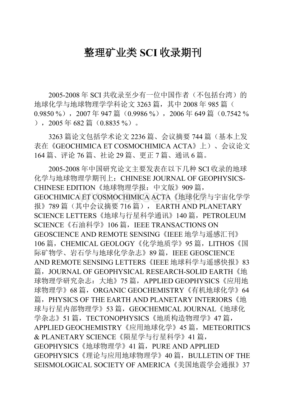 整理矿业类SCI收录期刊.docx