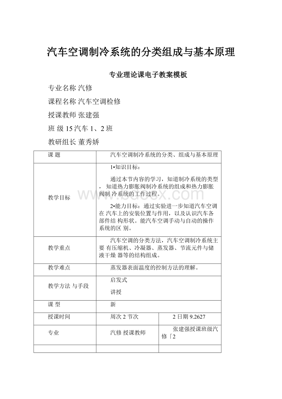 汽车空调制冷系统的分类组成与基本原理.docx