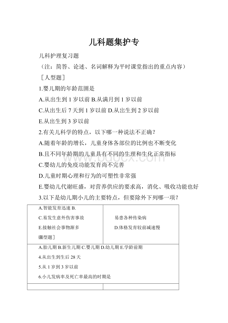 儿科题集护专.docx_第1页