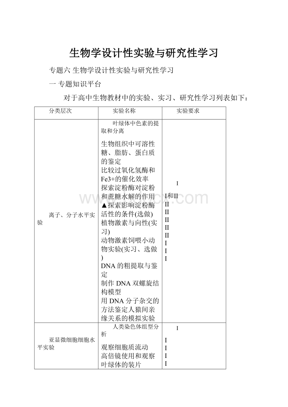 生物学设计性实验与研究性学习.docx_第1页