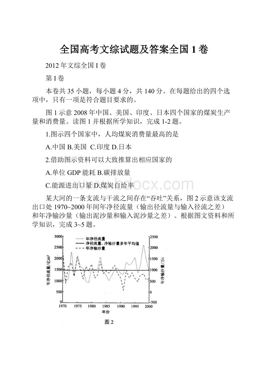 全国高考文综试题及答案全国1卷.docx_第1页