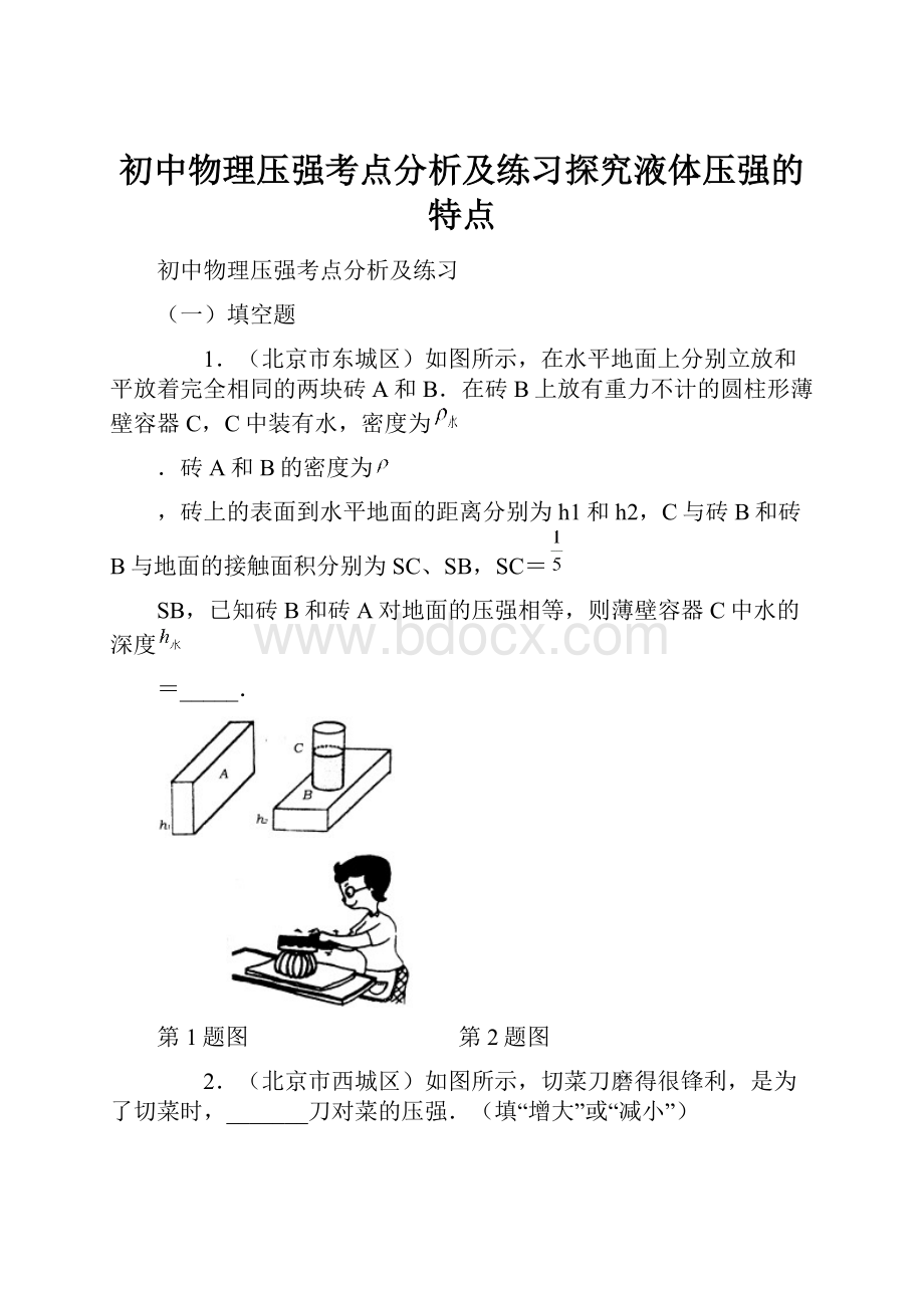 初中物理压强考点分析及练习探究液体压强的特点.docx_第1页