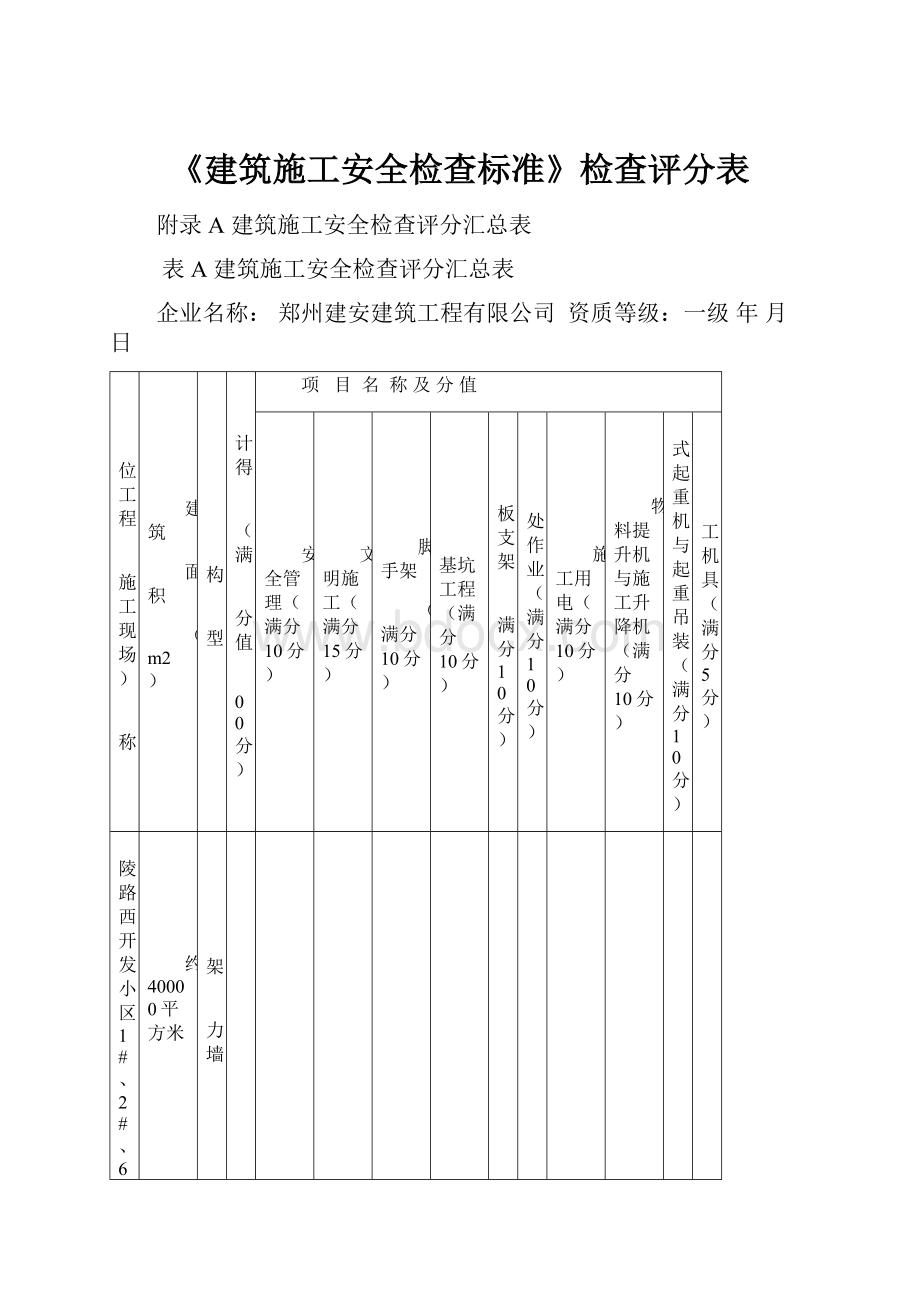 《建筑施工安全检查标准》检查评分表.docx_第1页