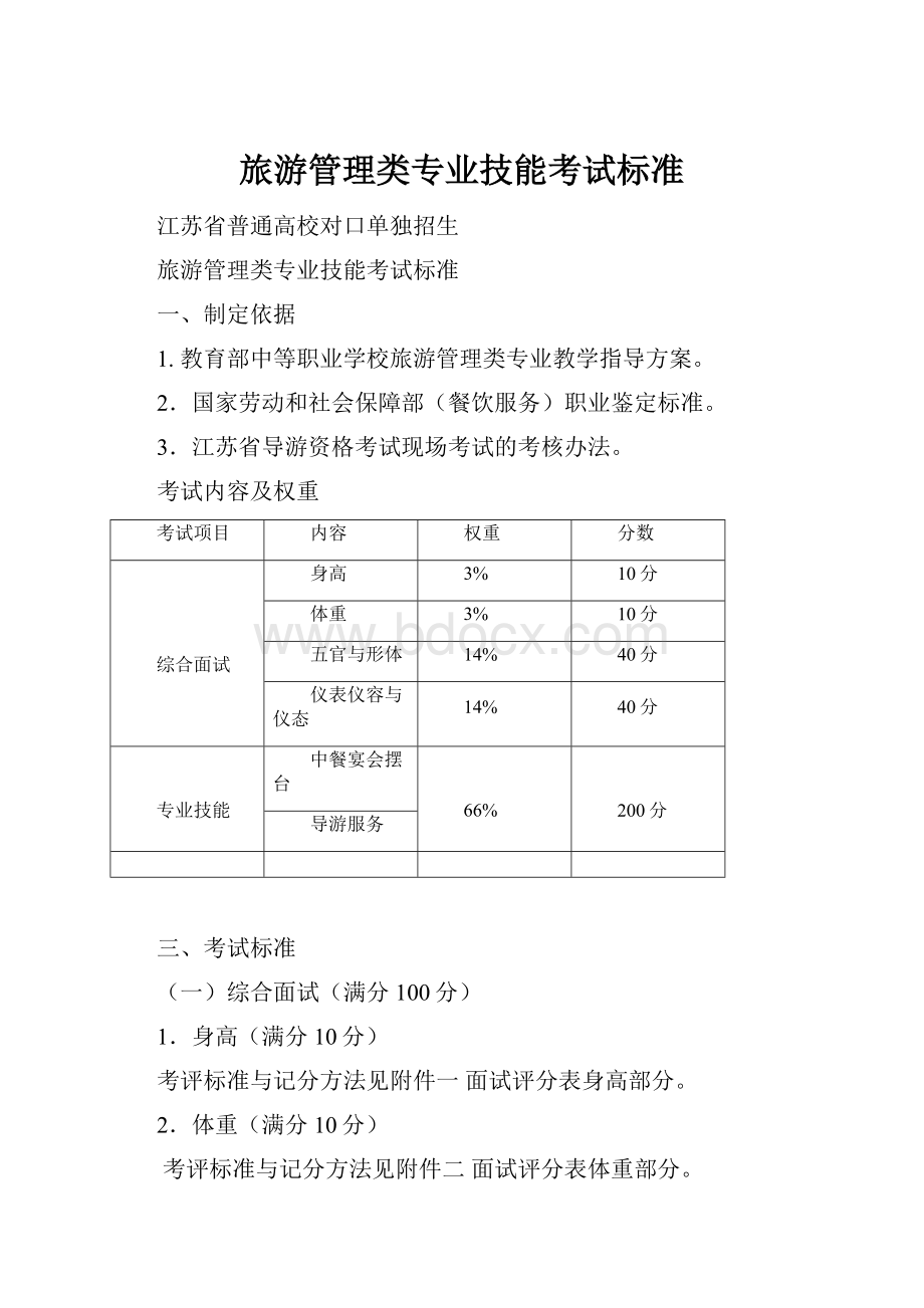 旅游管理类专业技能考试标准.docx_第1页