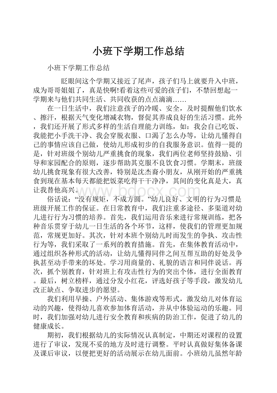 小班下学期工作总结.docx