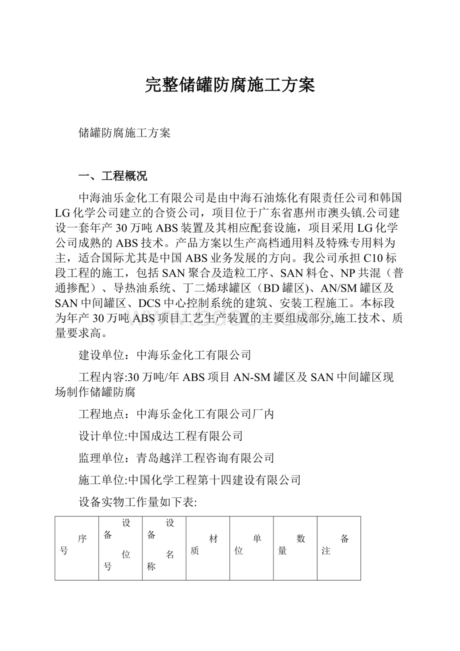 完整储罐防腐施工方案.docx