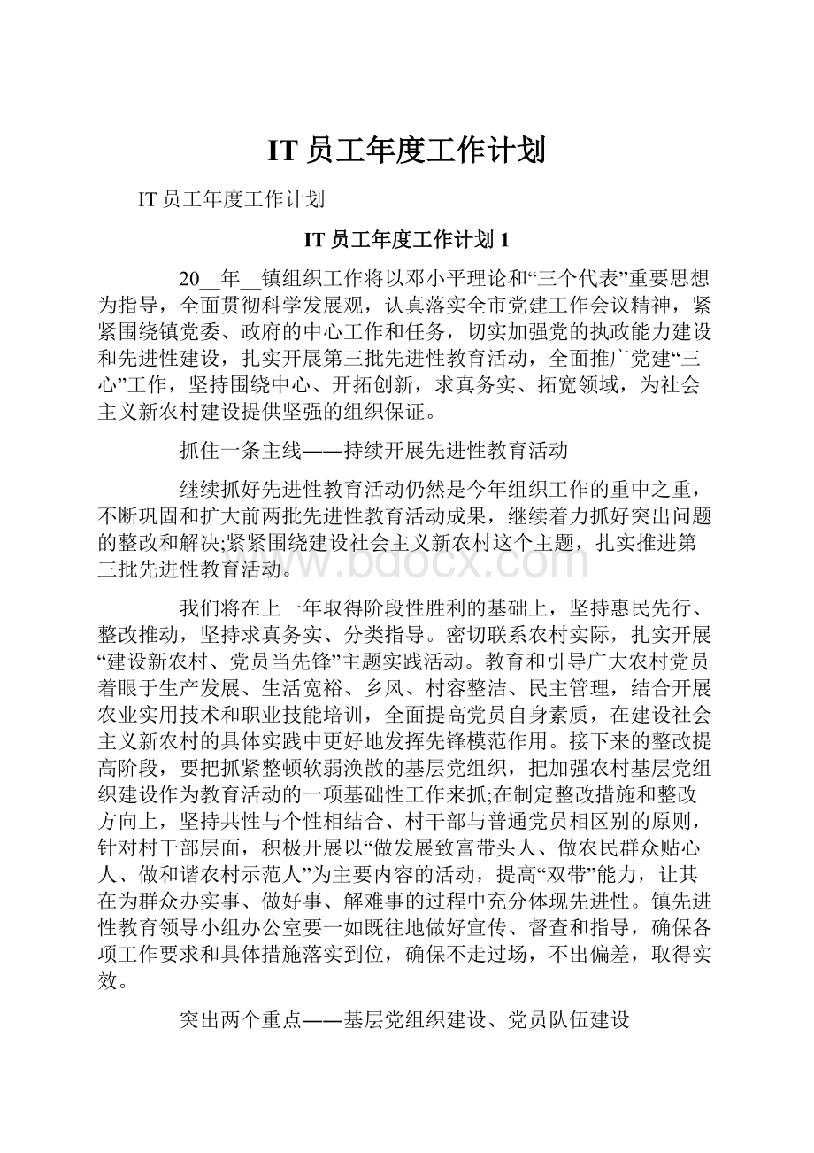 IT员工年度工作计划.docx