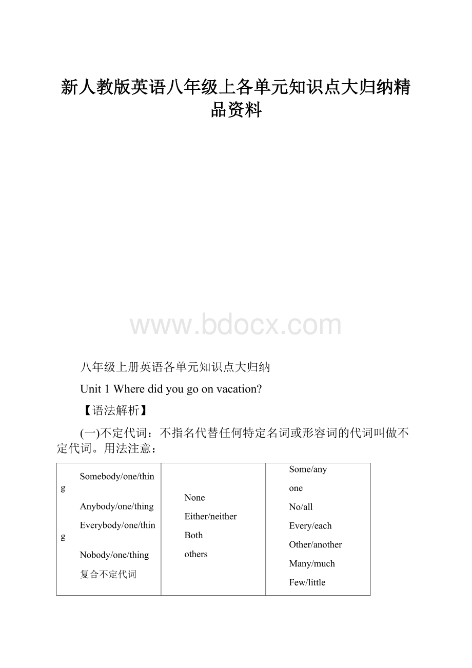 新人教版英语八年级上各单元知识点大归纳精品资料.docx