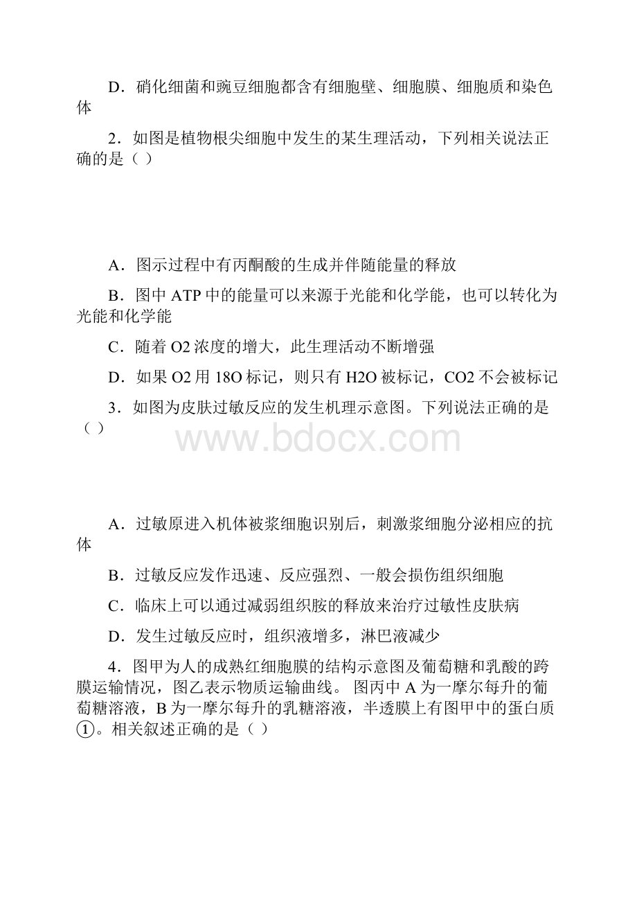 黑龙江省大庆市第一中学届高三下学期第七次月考理综试题 Word版含答案.docx_第2页