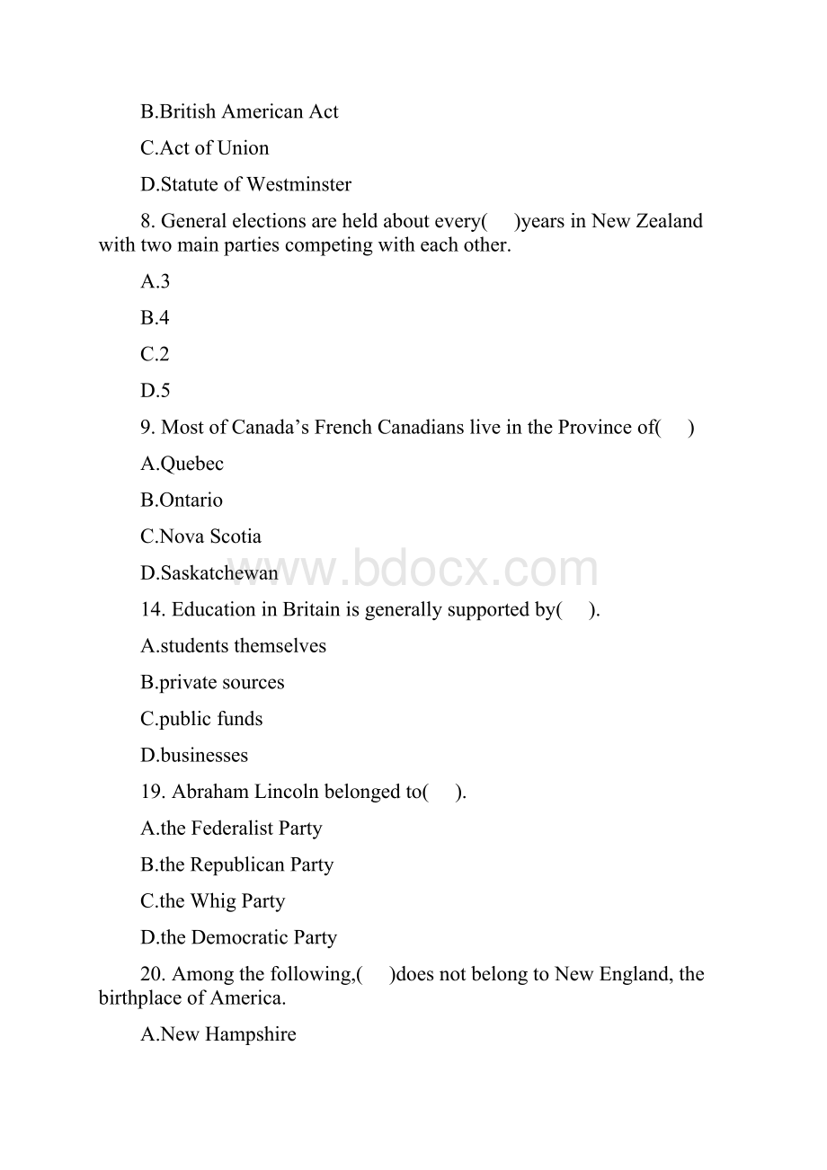 英语国家概况全知识点题库题目汇编含答案.docx_第2页