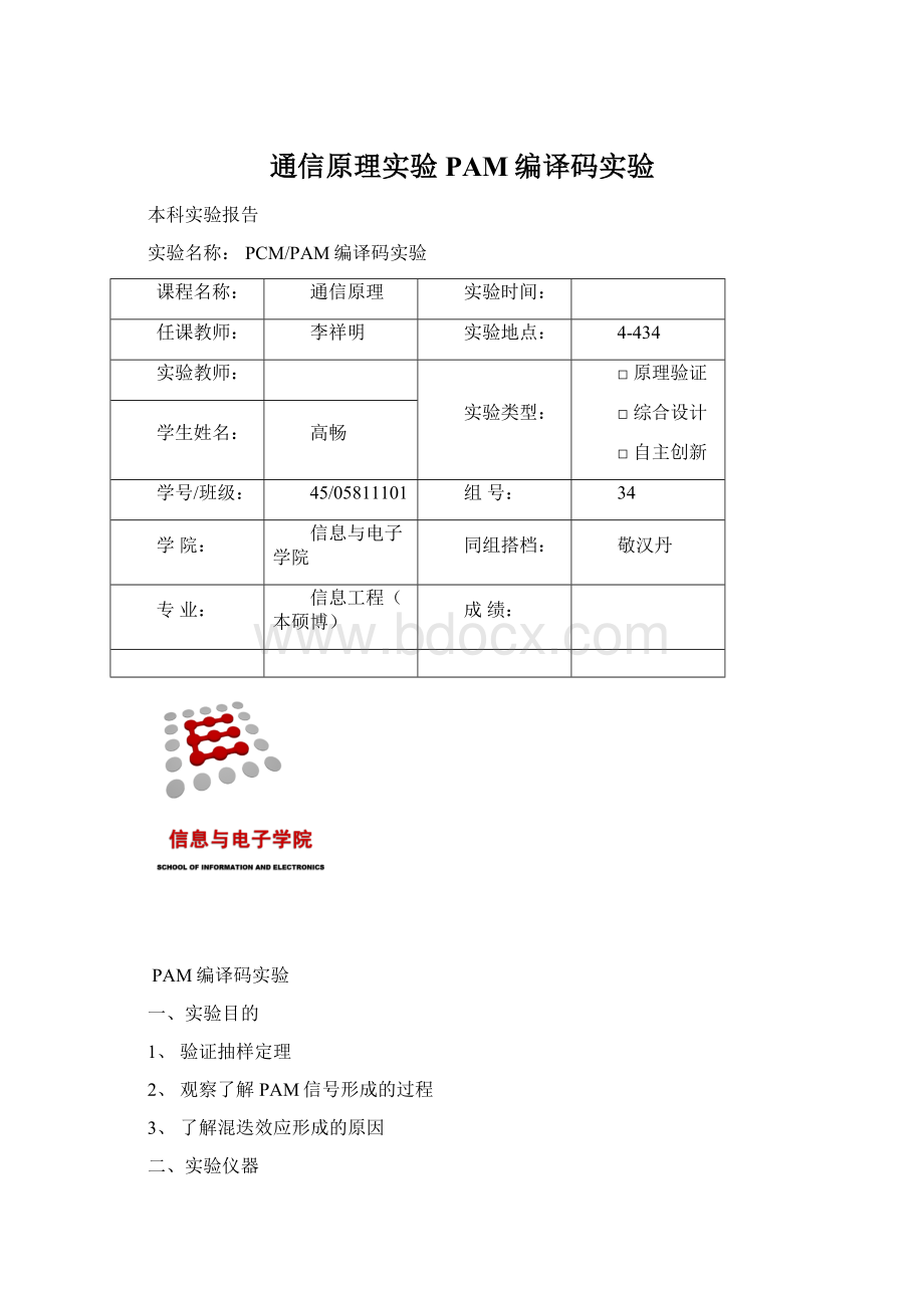 通信原理实验PAM编译码实验.docx