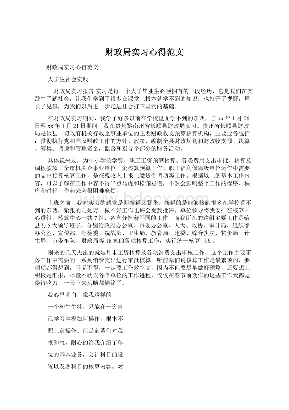 财政局实习心得范文.docx