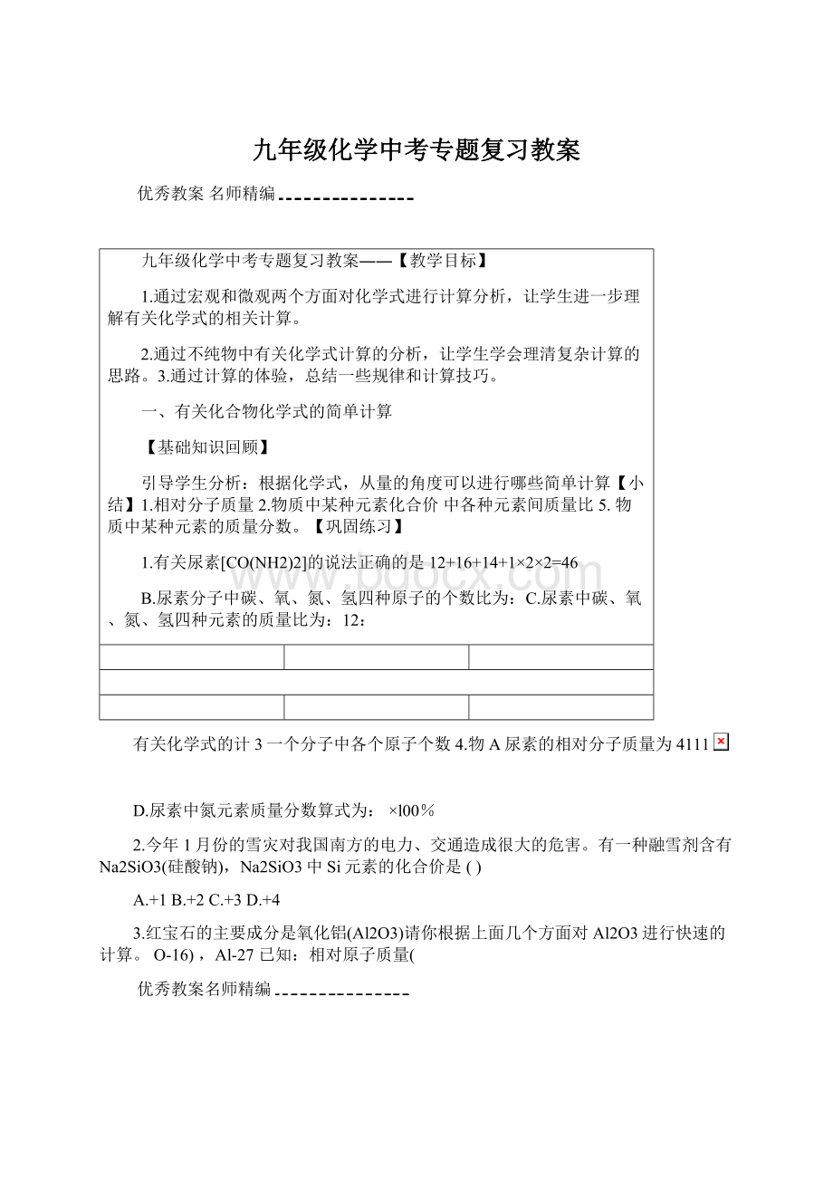 九年级化学中考专题复习教案.docx