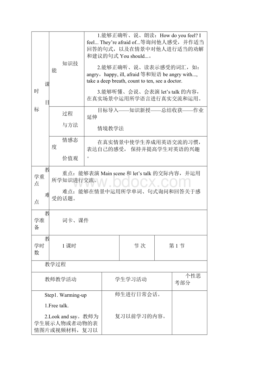 人教PEP六年级上册英语Unit6 How do you feel 单元教案.docx_第3页