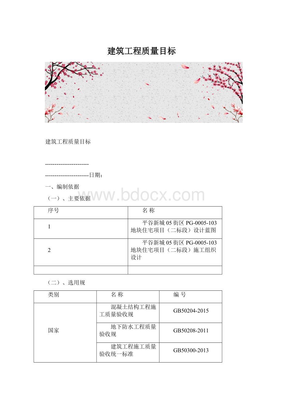 建筑工程质量目标.docx_第1页