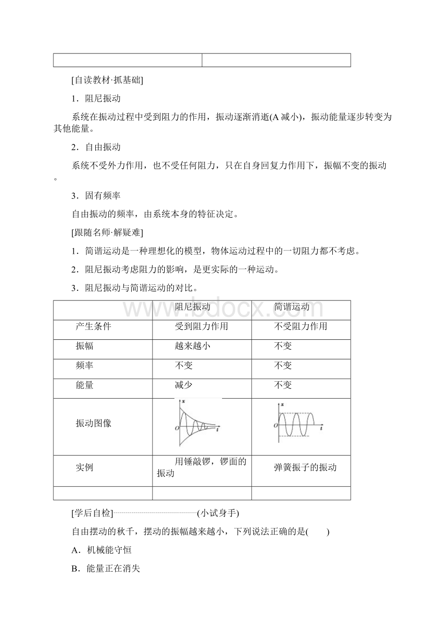 第1章 第4节 阻尼振动 受迫振动配套导学案Word版含答案.docx_第2页