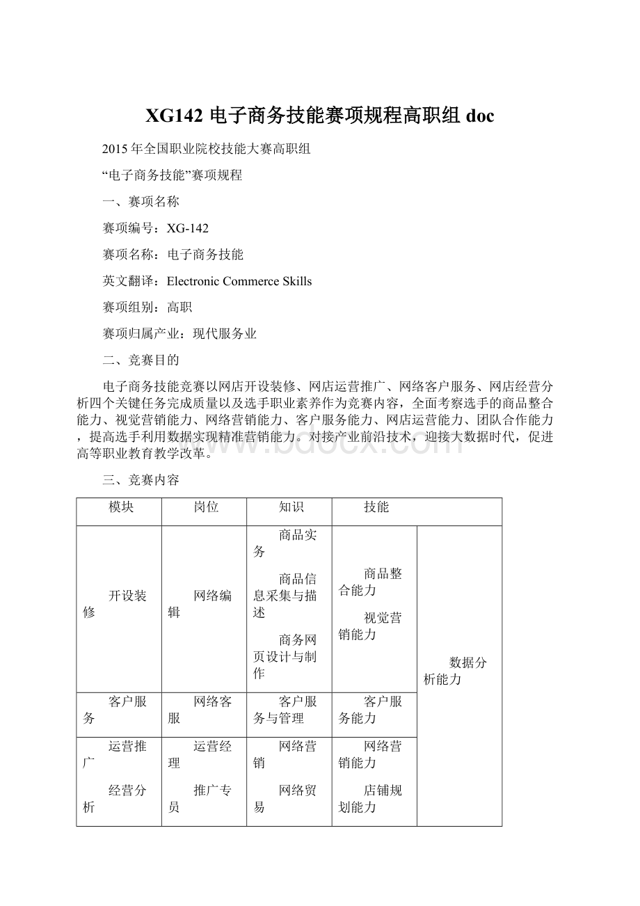 XG142 电子商务技能赛项规程高职组doc.docx_第1页