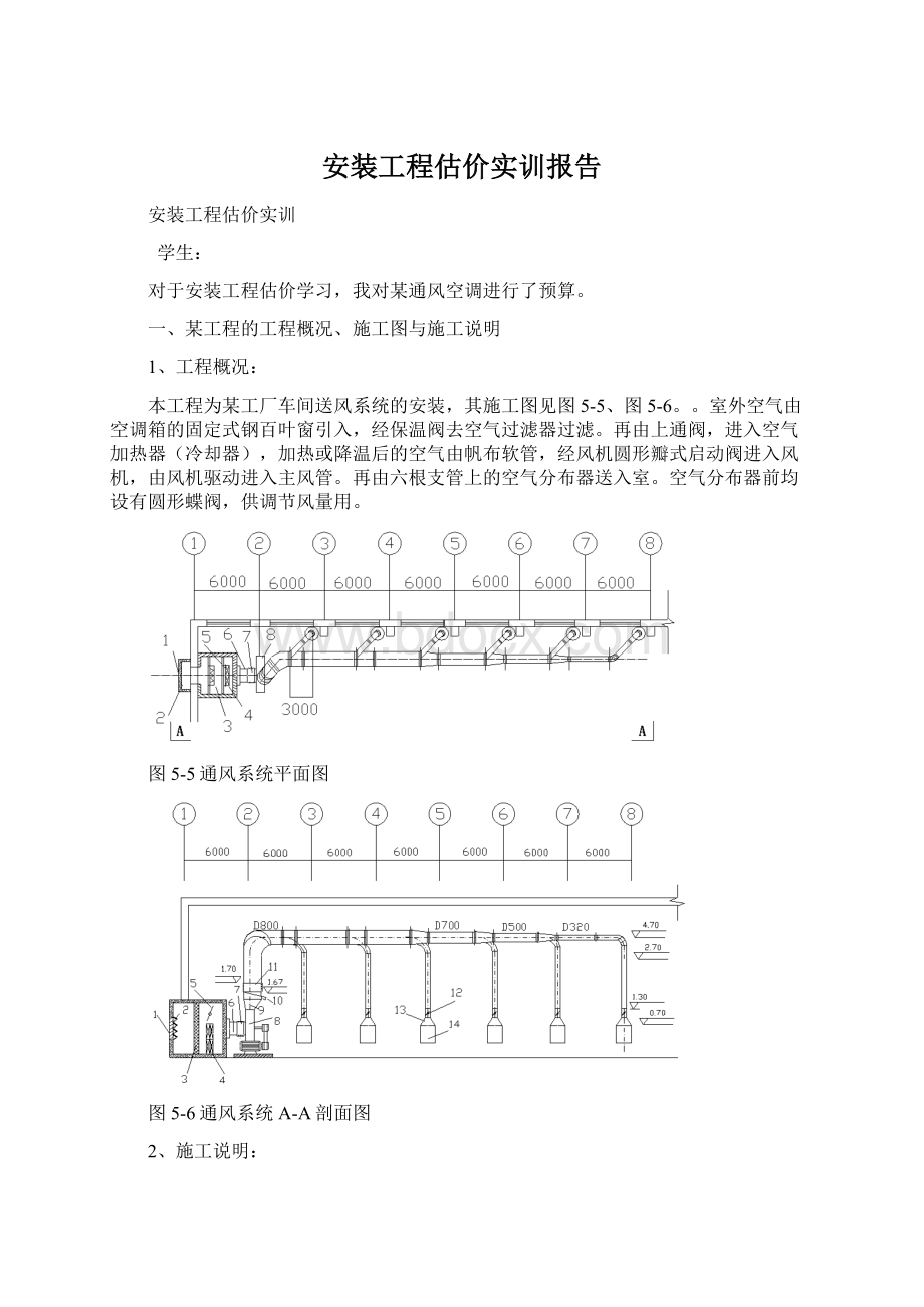 安装工程估价实训报告.docx