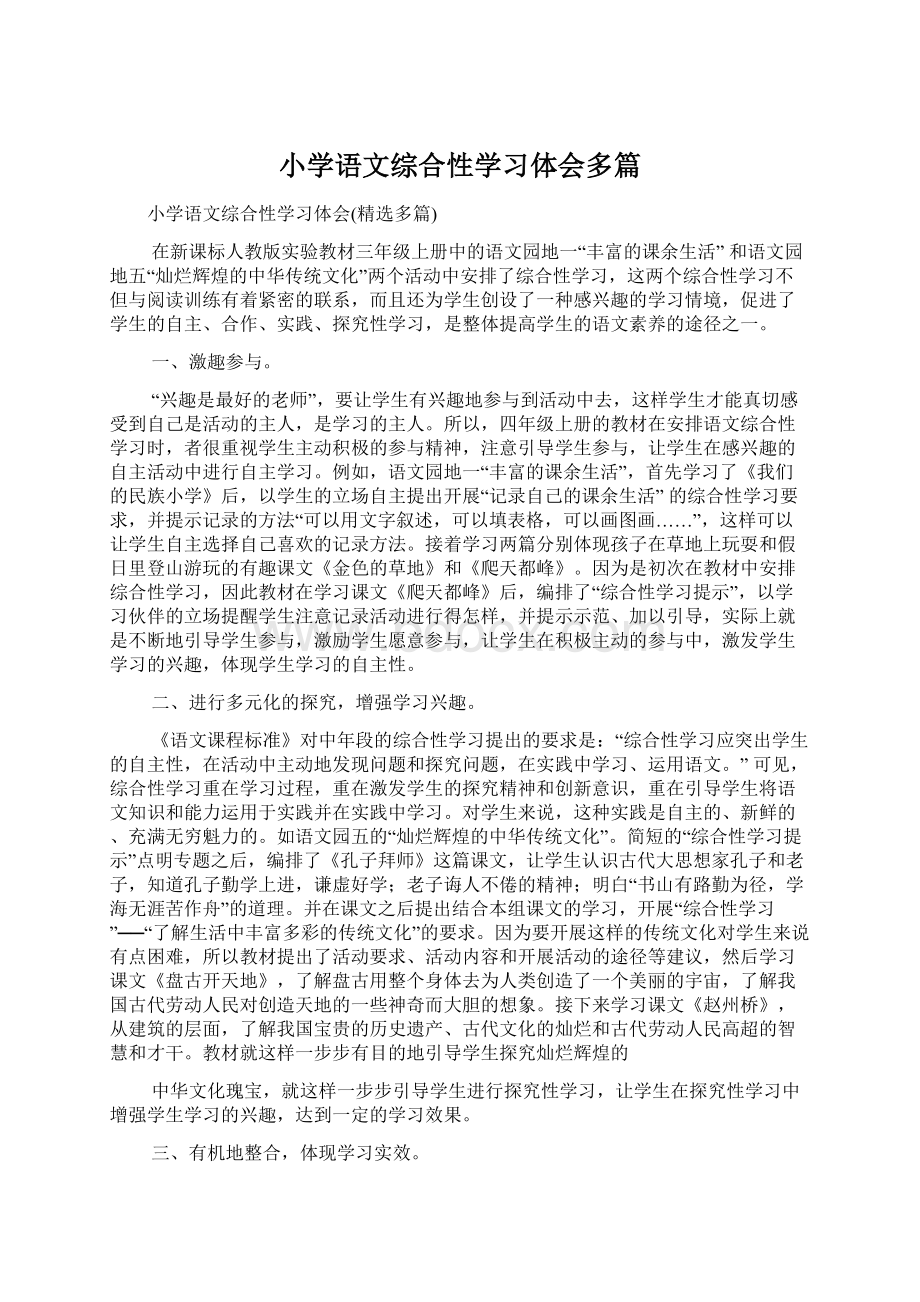 小学语文综合性学习体会多篇.docx_第1页