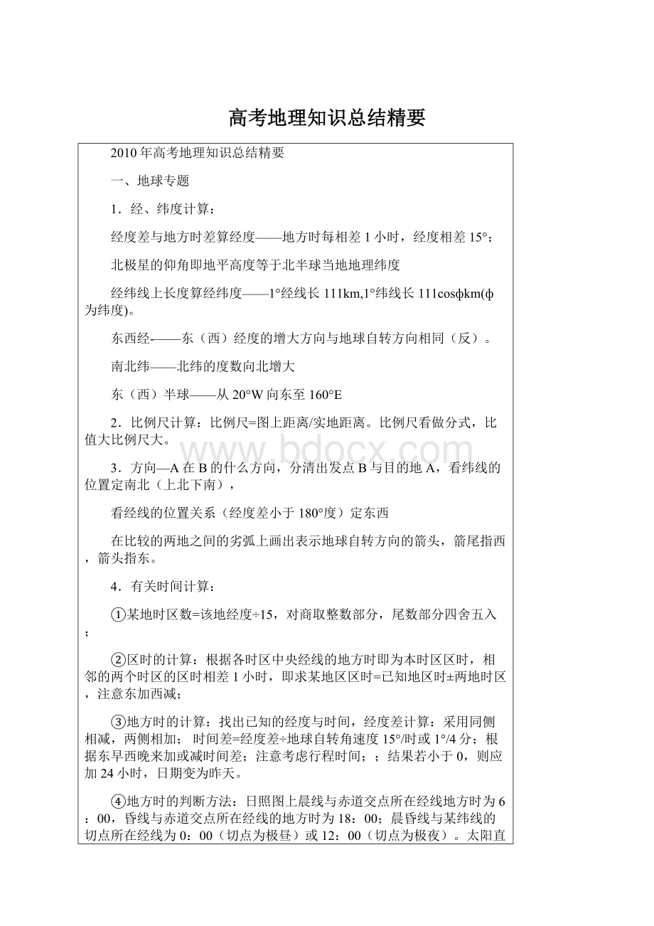 高考地理知识总结精要.docx