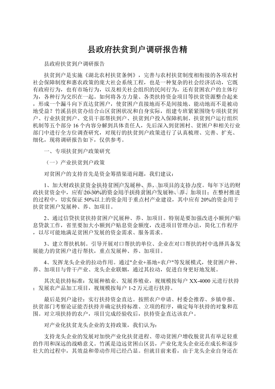 县政府扶贫到户调研报告精.docx