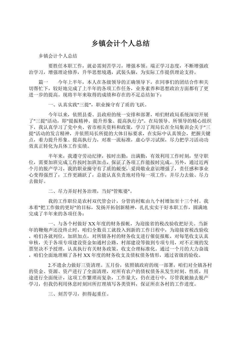 乡镇会计个人总结.docx