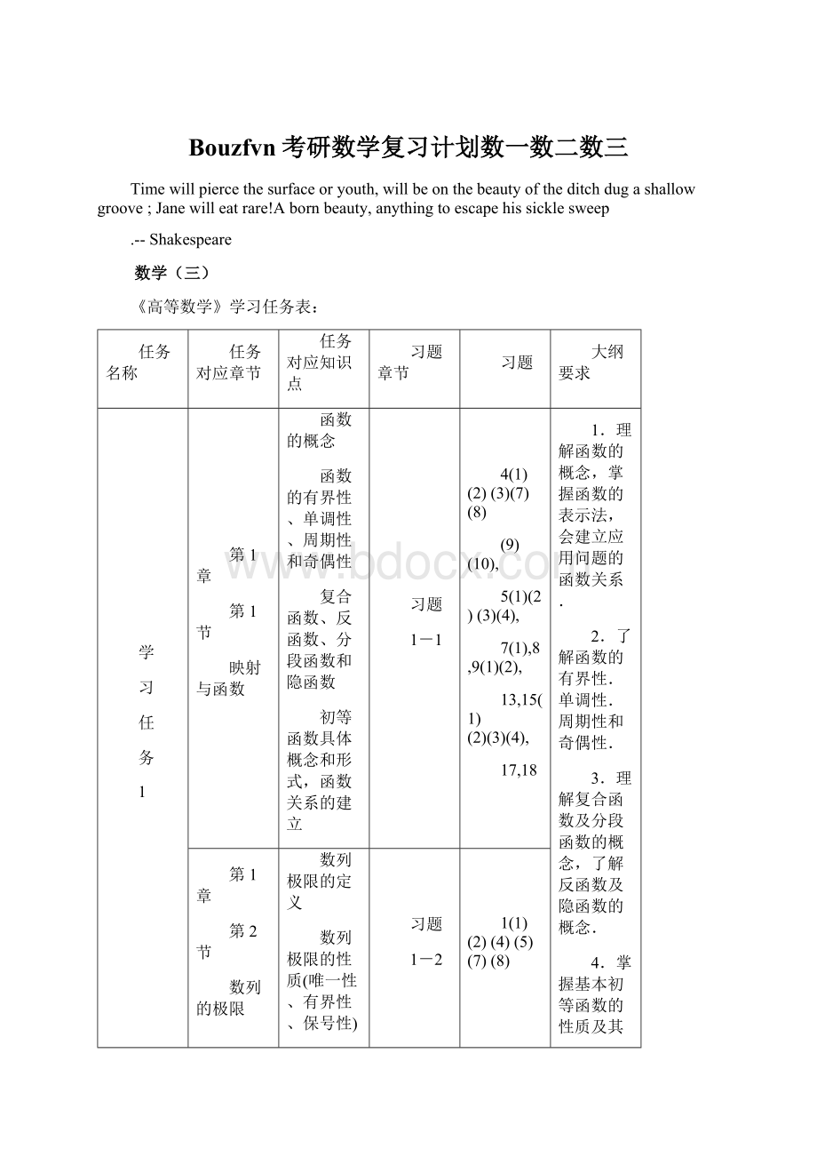 Bouzfvn考研数学复习计划数一数二数三.docx_第1页