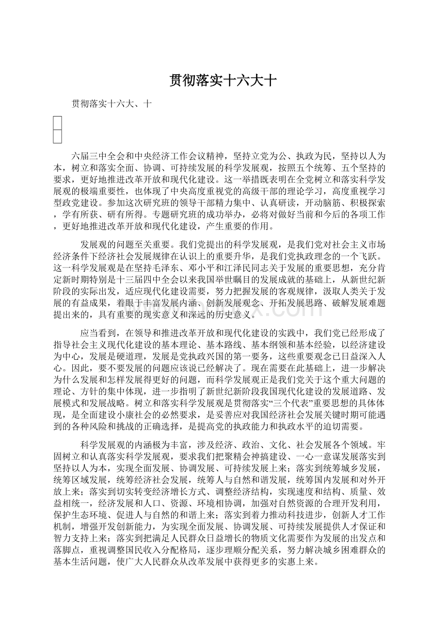 贯彻落实十六大十.docx_第1页