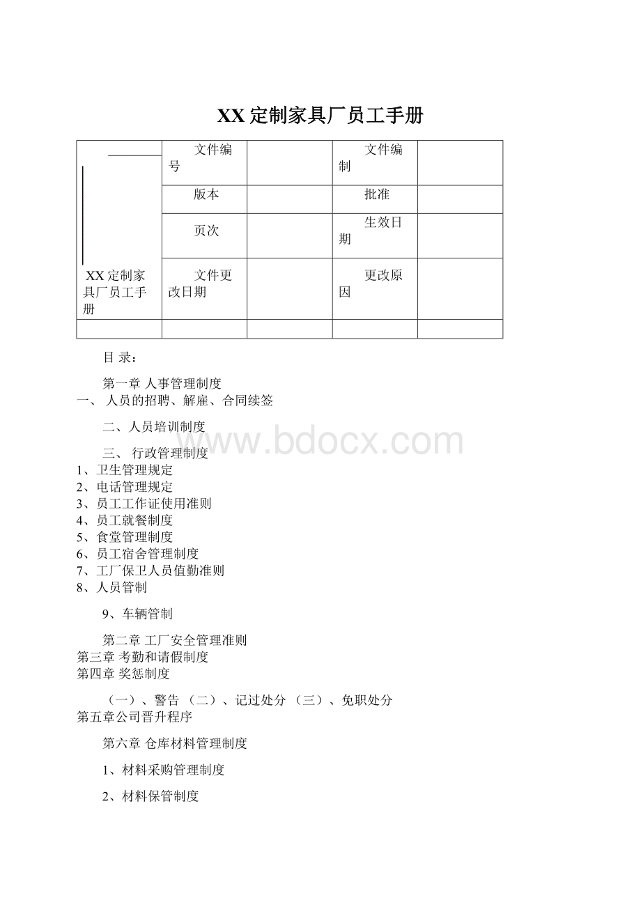 XX定制家具厂员工手册.docx_第1页