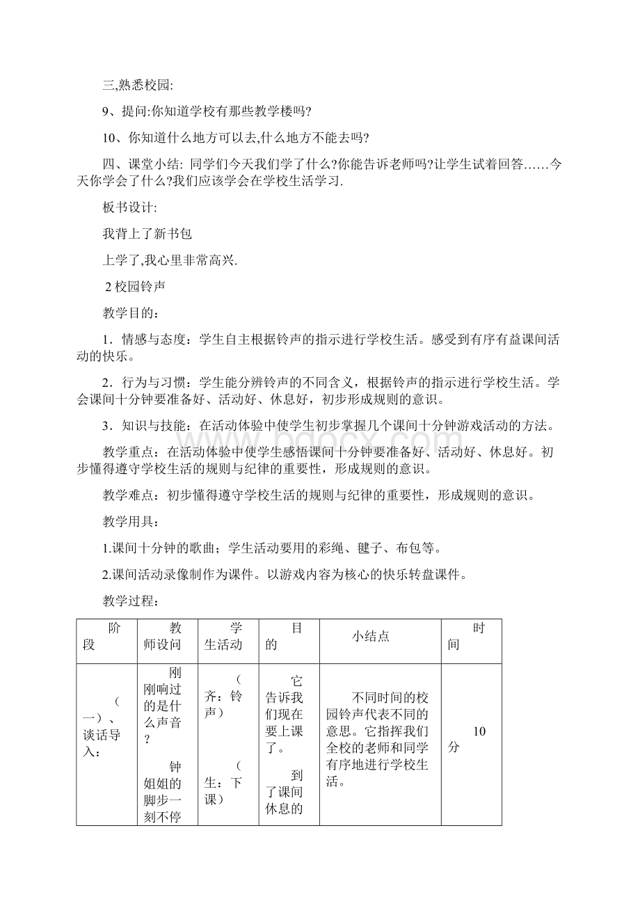 人民教育出版社出版一年级小学思品上教案.docx_第2页