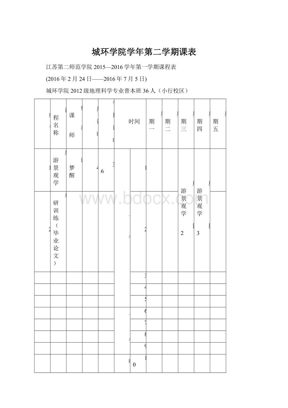 城环学院学年第二学期课表.docx_第1页