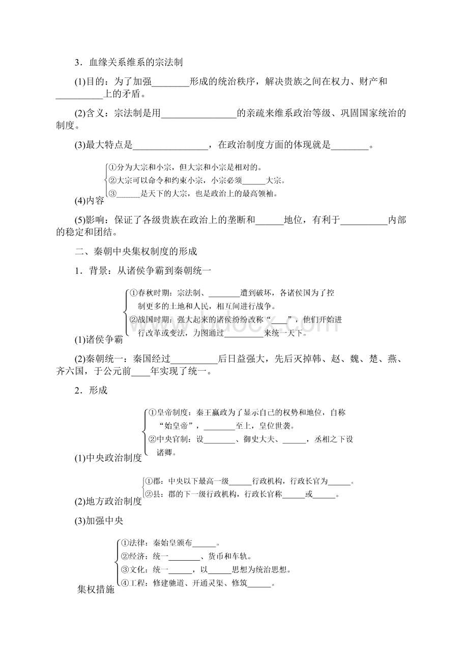 江苏高考总复习步步高一轮复习学案1《夏商西周的政治制度和秦朝中央集权制度的形成》人教版.docx_第2页