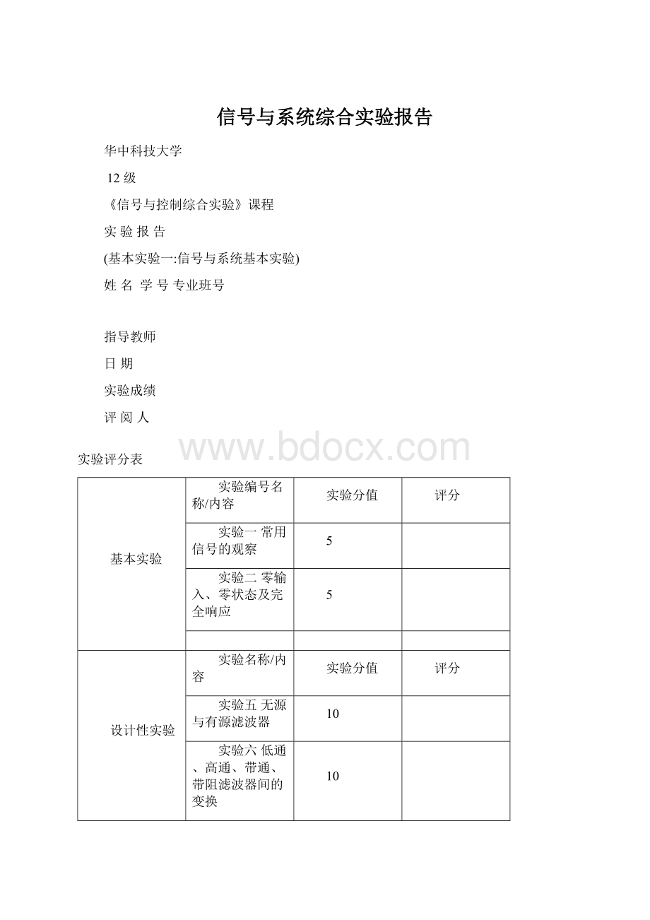 信号与系统综合实验报告.docx_第1页