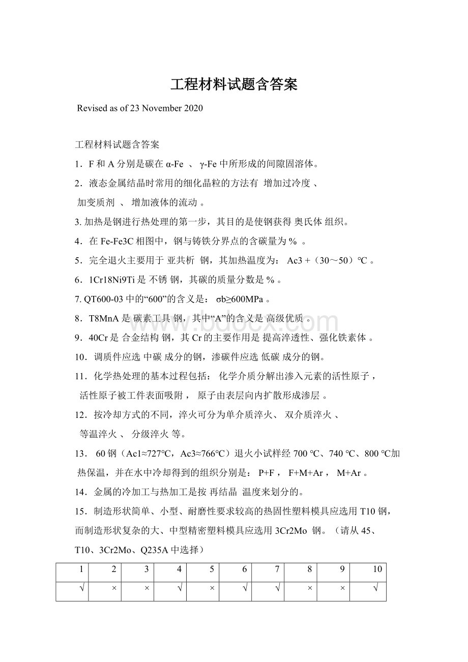 工程材料试题含答案.docx_第1页