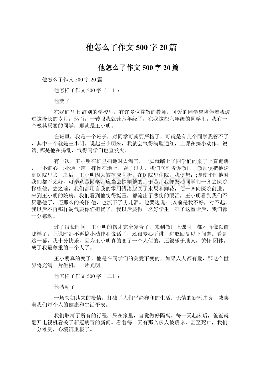 他怎么了作文500字20篇.docx_第1页