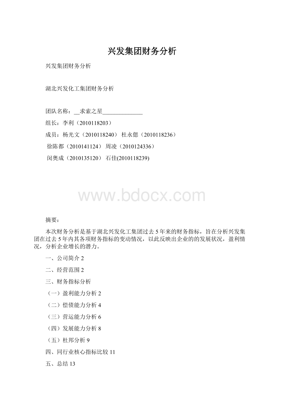 兴发集团财务分析.docx