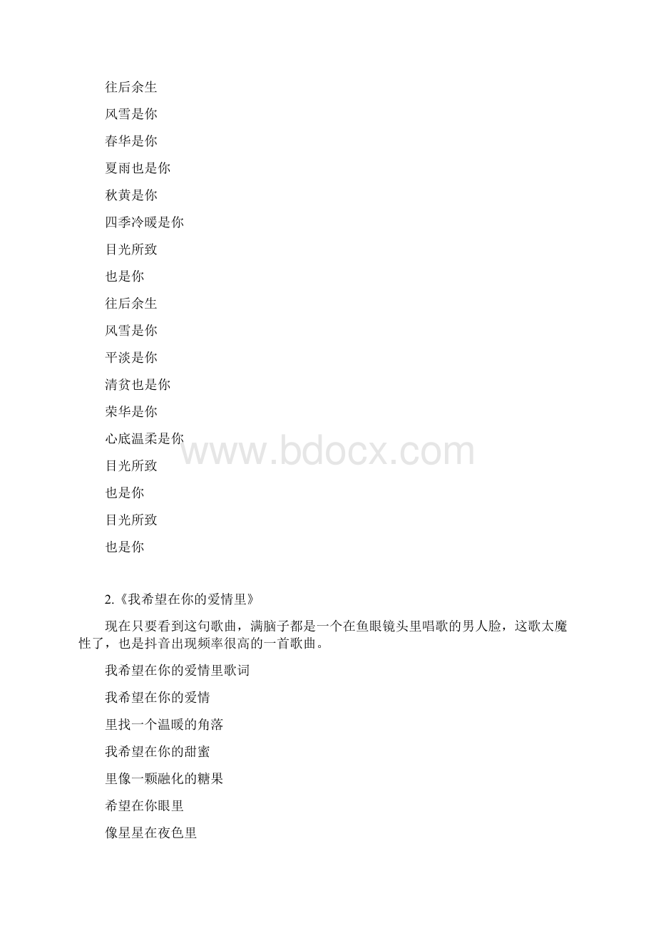 抖音最火的十首中文歌曲及歌词.docx_第2页