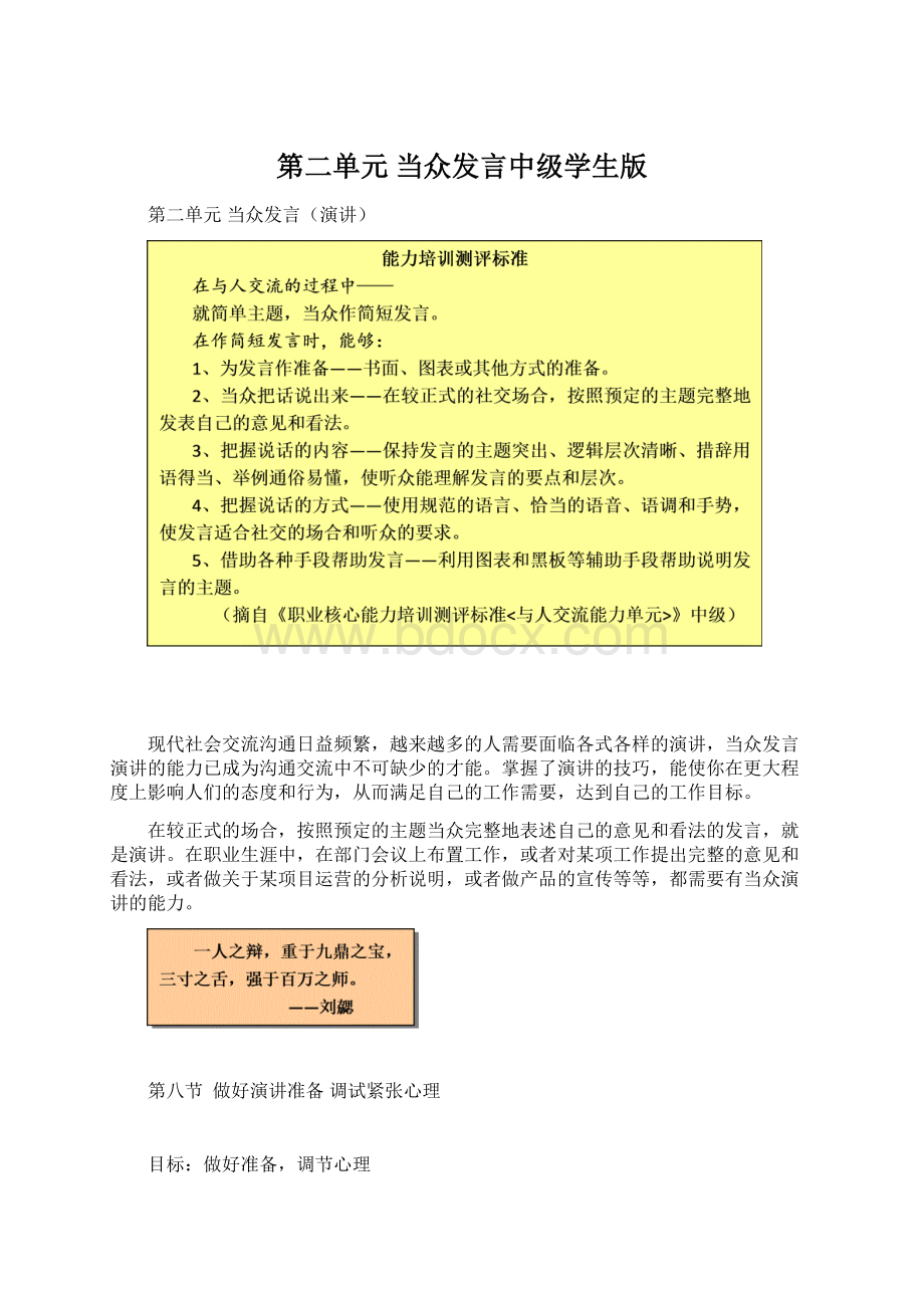 第二单元当众发言中级学生版.docx_第1页