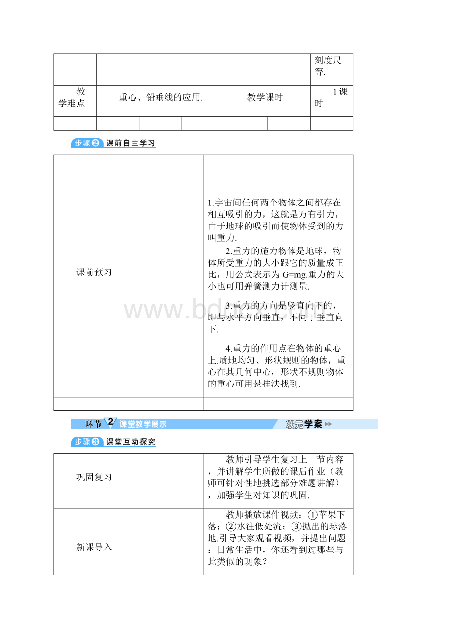 人教版物理八年级下册第3节 重力导学案.docx_第2页