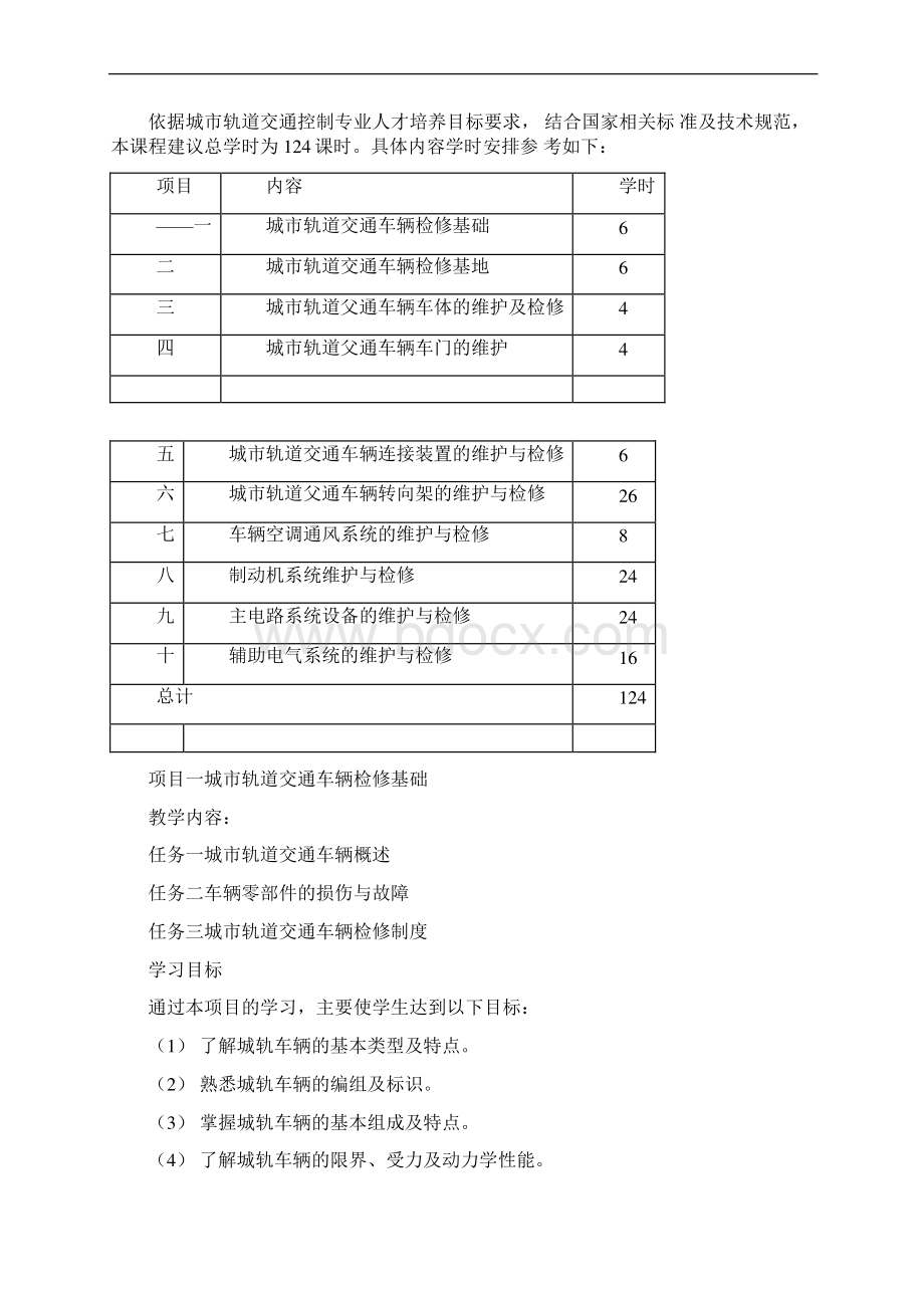 城市轨道交通车辆检修教学大纲.docx_第2页