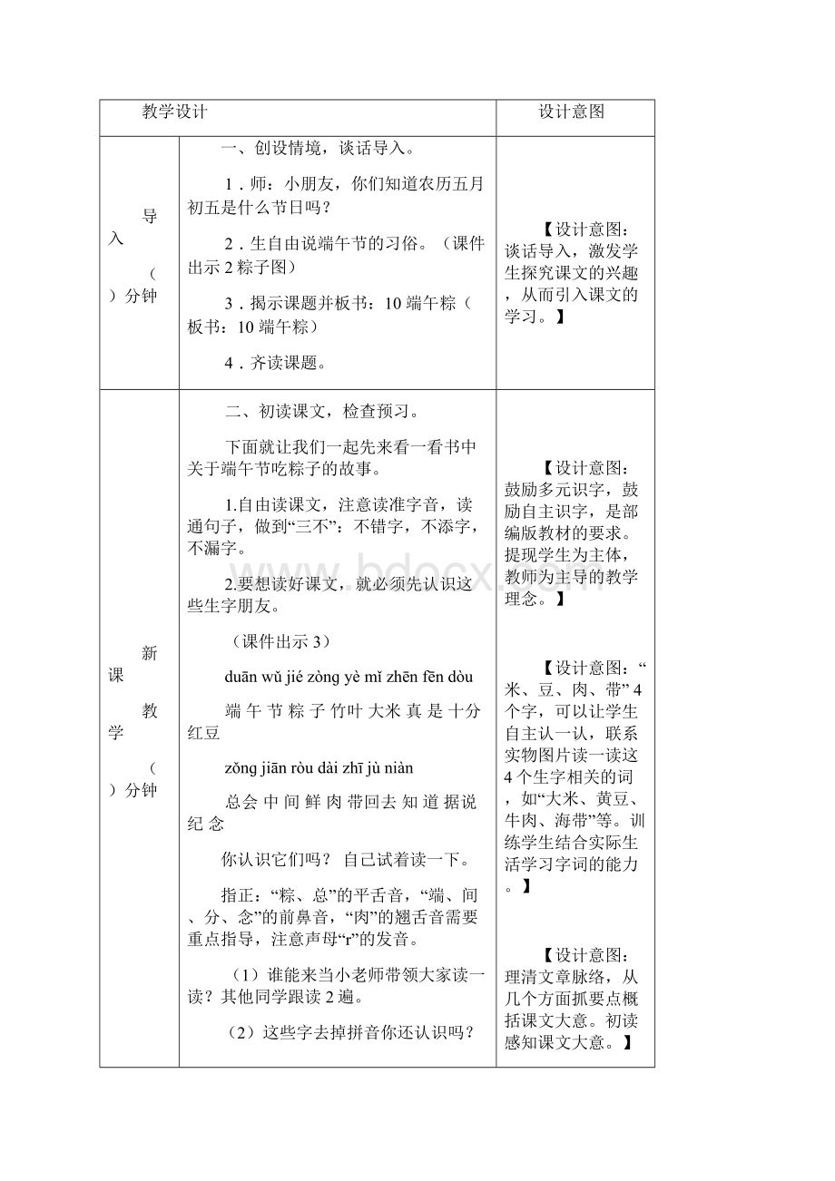 部编人教版一年级语文下册《10 端午粽》教案含教学反思和作业设计.docx_第2页