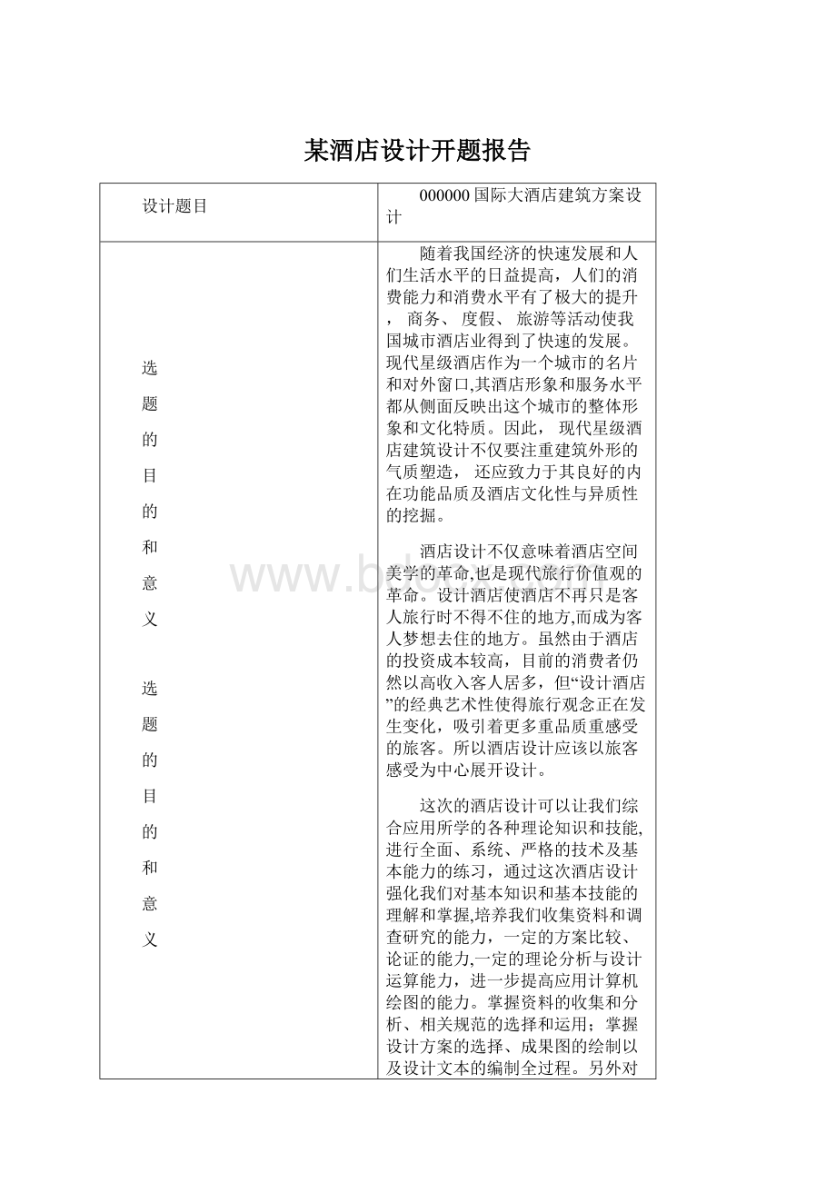 某酒店设计开题报告.docx_第1页